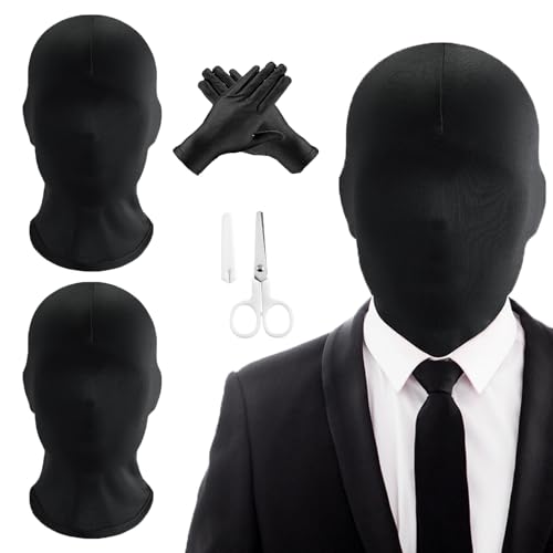 EUDSRODEMY 2 Stück Schwarze Halloween Masken, Mit Schwarze Handschuhe Und Schere, Halloween Maske, Schwarze Maske, Halloween Mask, Für Halloween Karneval Party Cosplay Kostüm Accessoire von EUDSRODEMY