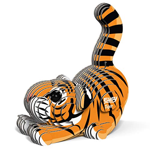 EUGY 650012 Tiger, 3D Tier-Puzzle für Kinder und Erwachsene zum Zusammenbauen, DIY Tierfigur, Bastelset ab 6 Jahren von EUGY