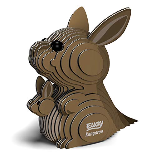 EUGY Kangaroo 650015 Känguru, 3D Tier-Puzzle für Kinder und Erwachsene zum Zusammenbauen, DIY Tierfigur, Bastelset ab 6 Jahren von EUGY