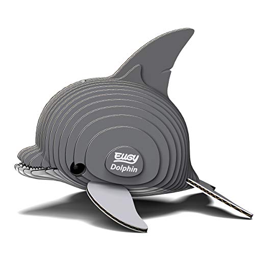 EUGY Dolphin 650021 Delfin, 3D Tier-Puzzle für Kinder und Erwachsene zum Zusammenbauen, DIY Tierfigur, Bastelset ab 6 Jahren, Grau von EUGY