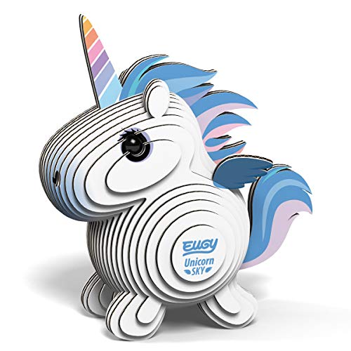 EUGY Unicorn Sky 650069 Einhorn Pegasus, 3D Tier-Puzzle für Kinder und Erwachsene zum Zusammenbauen, DIY Tierfigur, Bastelset ab 6 Jahren von EUGY