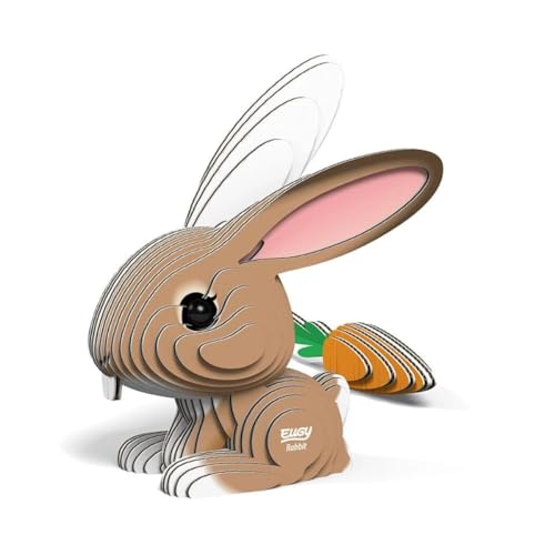 EUGY Rabbit 650071 Hase, 3D Tier-Puzzle für Kinder und Erwachsene zum Zusammenbauen, DIY Tierfigur, Bastelset ab 6 Jahren von EUGY