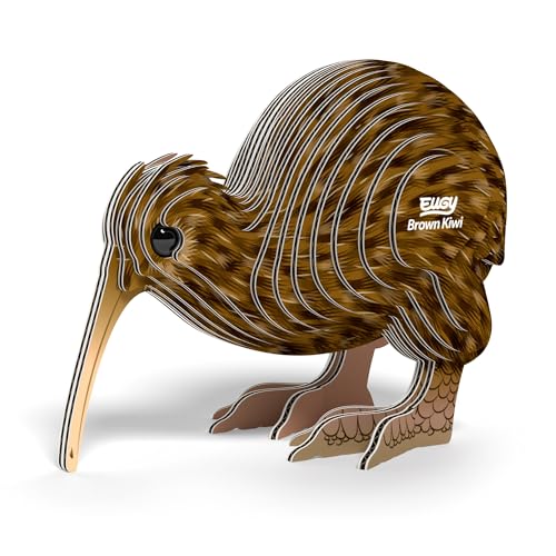 EUGY 650091 Brauner Kiwi, 3D Tier-Puzzle für Kinder und Erwachsene zum Zusammenbauen, DIY Tierfigur, Bastelset ab 6 Jahren, Farbbedruckt von EUGY