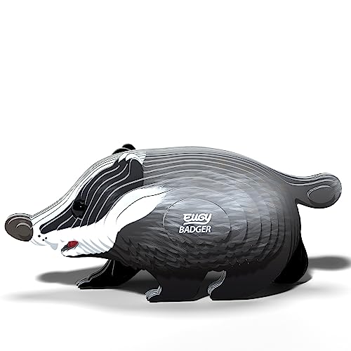 EUGY Badger 650094 Dachs, 3D Tier-Puzzle für Kinder und Erwachsene zum Zusammenbauen, DIY Tierfigur, Bastelset ab 6 Jahren, Farbbedruckt von EUGY