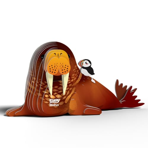 EUGY Walrus 650107 Walross, 3D Tier-Puzzle für Kinder und Erwachsene zum Zusammenbauen, DIY Tierfigur, Bastelset ab 6 Jahren von EUGY