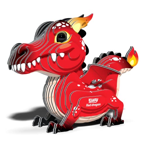 Eugy Red Dragon 3D-Puzzle, 24 Stück, umweltfreundlich, Lernspielzeug-Puzzles für Jungen, Mädchen und Kinder ab 6 Jahren von EUGY