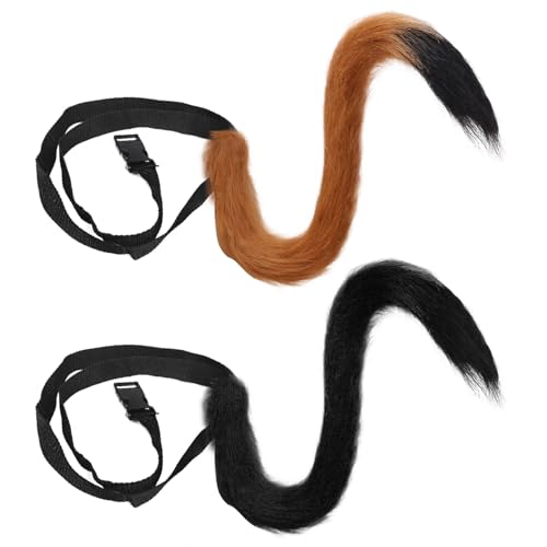 EUPSIIU 2 Pièces Longue Queue de Fourrure de Chat Déguisement Queue d'animal Cosplay Costume d'animal de Fête, Longue Faux Queue Renard Réglable Queue de Renard Costume pour le Halloween Noël (2PCS)S) von EUPSIIU