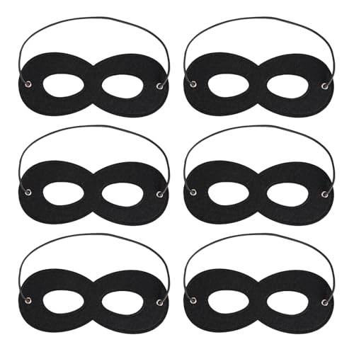 EUPSIIU 6 Stück Schwarz Augenmaske, Maskerade Maske Party Karneval Maske Fit für Cosplay Verkleidung Halloween Weihnachten, Karneval Mottoparty Kostüm Maske für Herren und Damen (Schwarz) von EUPSIIU