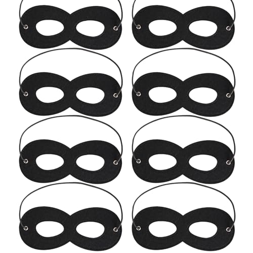 EUPSIIU 8 Stück Schwarz Augenmaske, Maskerade Maske Party Karneval Maske Fit für Cosplay Verkleidung Halloween Weihnachten, Karneval Mottoparty Kostüm Maske für Herren Damen (Schwarz) von EUPSIIU