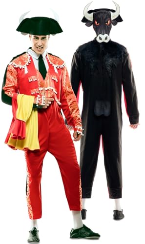 EUROCARNAVALES Herren Wendekostüm Torero Stier Gr. M/L schwarz rot Karneval von EUROCARNAVALES, SA