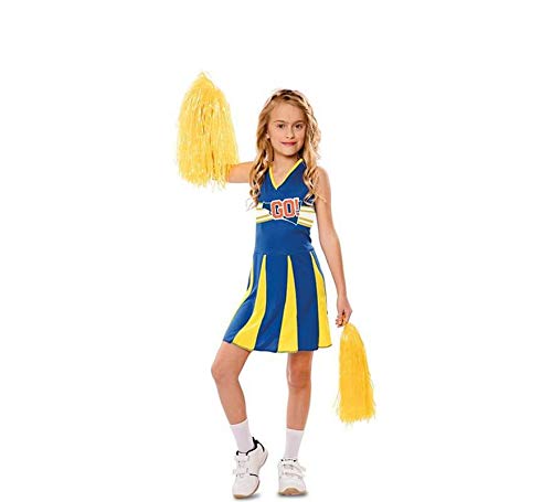 Eurocarnavales Kinder Kostüm Cheerleaderin Blue Arrow Kleid Cheerleader Amerika Karneval (7-9 Jahre) von Eurocarnavales