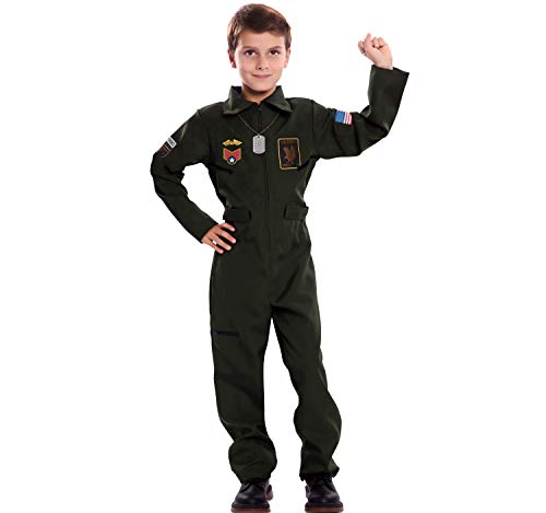 Generique - Piloten-Kostüm für Jungen Kinderkostüm für Fasching Uniform khakifarben - 122/134 (7-9 Jahre) von Generique -