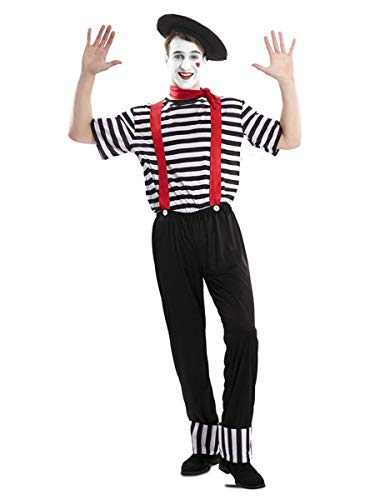 Kostüm Pantomime Clown Damen oder Herren Einheitsgrößen schwarz weiß Karneval (Herren) von Generique -