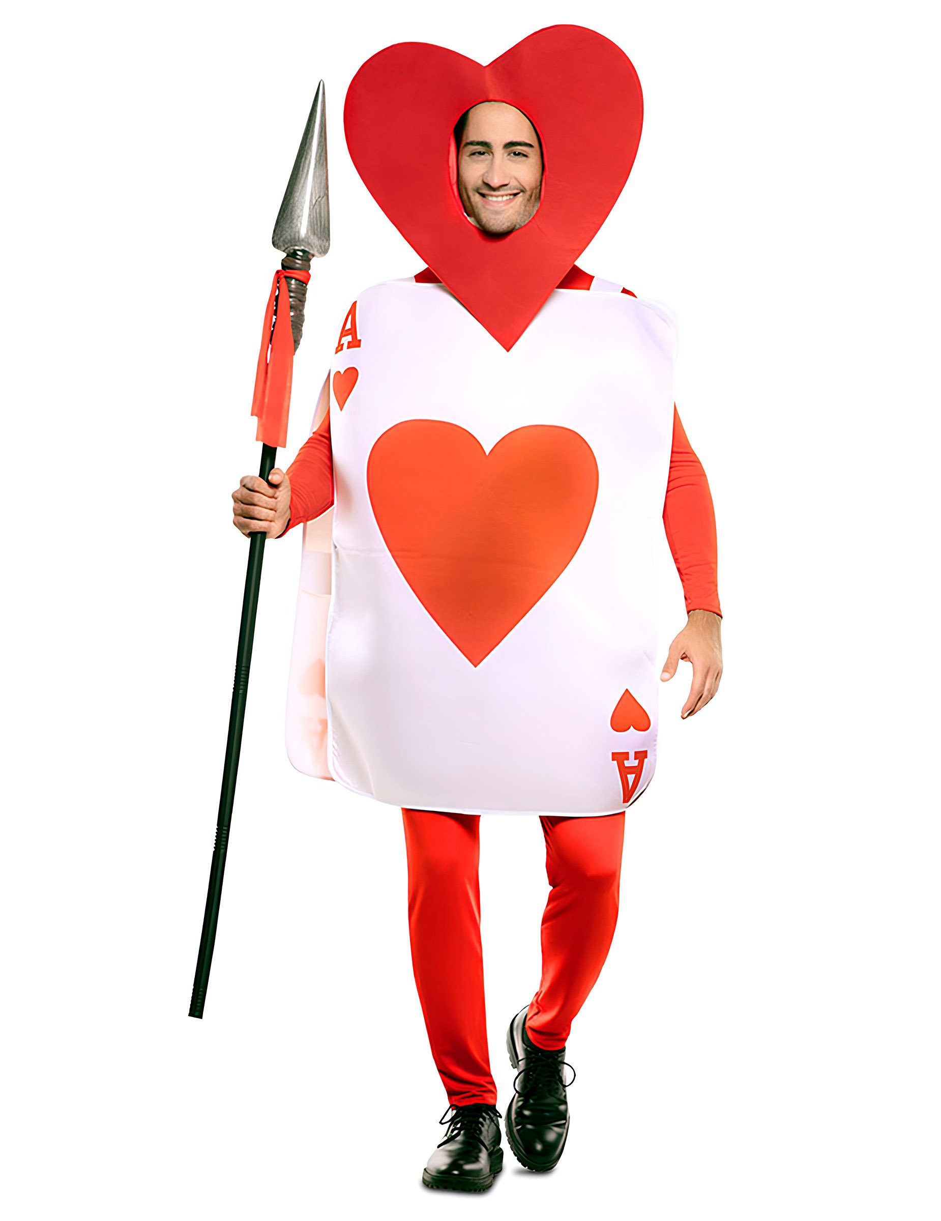 Herz Ass Kostüm Spielkarte Erwachsene weiß-rot Herz Ass Kostüm Spielkarte Erwachsene weiß-rot von EUROCARNAVALES