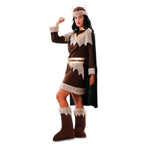 Kostüm Wikinger Frau Odeta S- XXL Kleid braun Fasching Seeräuberin (M/L) von Krause & Sohn