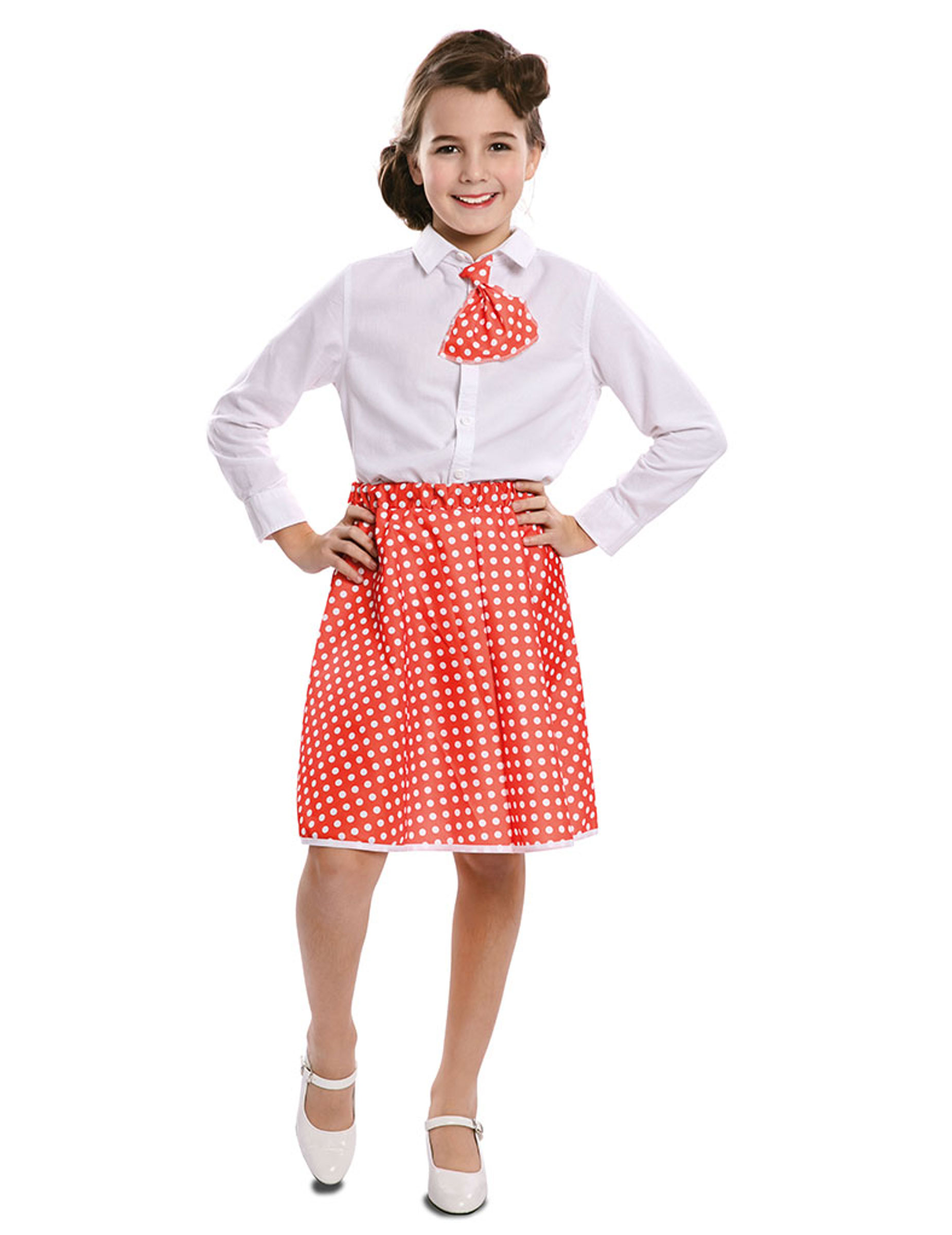 Retro Pin-Up Kostüm für Mädchen rot-weiss von EUROCARNAVALES