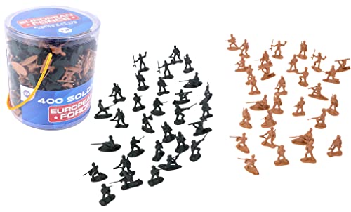 EUROPEAN FORCE 080228 European FORCE-400 kleine Soldaten-Soldaten-080228-Khaki-Kunststoff-Militär-Kinder Spielzeug-Miniatur x 3,5 cm-Ab 3 Jahren, Braun und Grün von EUROPEAN FORCE