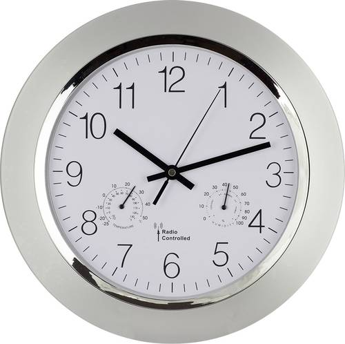 EUROTIME 56004 Funk Wanduhr 34cm x 5cm Silber von EUROTIME