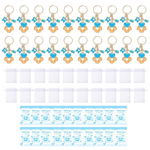 EUYueli Schlüsselanhänger für Babypartys, Großpackung mit Organza-Beutel, 20 Stück von EUYueli