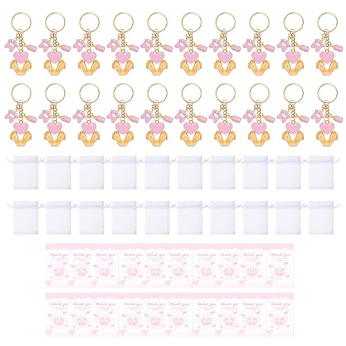 EUYueli Schlüsselanhänger für Babypartys, Großpackung mit Organza-Beutel, 20 Stück von EUYueli