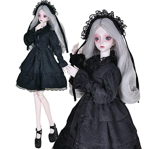 EVA BJD - 61 cm BJD Puppe mit schwarzem Gothic Kleid Move Joint SD Puppe Handgemachte Make-up Puppe von EVA BJD