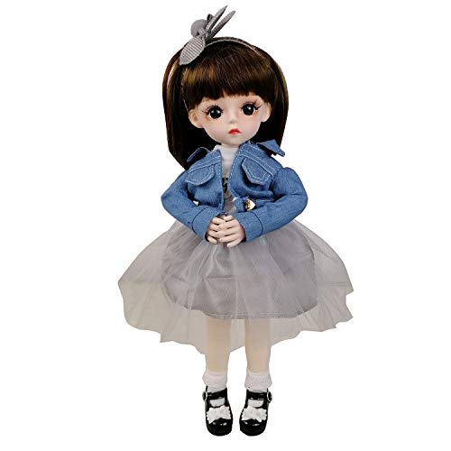 EVA BJD Nette Puppe 1/6 12inch 30CM, die Körper-Kleidung Schuhe und Perücke inklusive, Full Set 17 Jointed Puppe für 6 Jahre Alten Mädchen und Oben, Geschenk für Geburtstag, Hochzeit (Xy) von EVA BJD