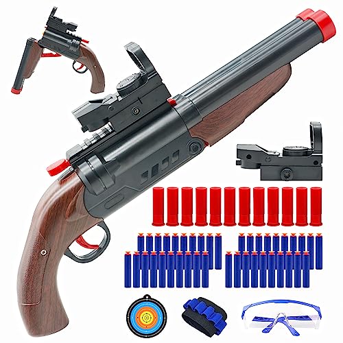 Double Barrel Soft Bullet Shot Spielzeug Schaum Blaster mit Shell Auswerfen, 2 in 1 Schaum Dart Blaster, Geschenk für Kinder, Jugend, Teen Spielzeug Soft Bullet Bildungsmodell Spiele für 6+ Jungen von EVACOK