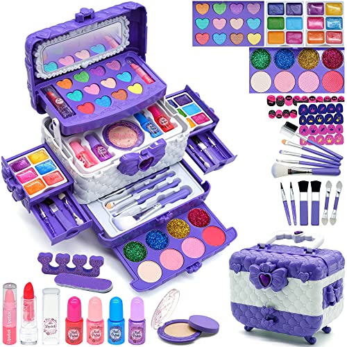 Kit de maquillage Pour Enfants - Kit de maquillage Pour Enfants - Jouet Pour Halloween, Noël, Anniversaire - Pour Filles de 4+ 10 à 12 ans, Violet von EVACOK