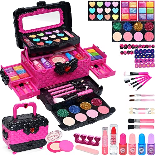 Kinderschminke Set Mädchen Kinder Make Up Set - 57PCS Kinder Schminkkoffer Mädchen Spielzeug,Kinder Schminkset Mädchen,Halloween Weihnachts Geburtstags Geschenke für Mädchen 4 5 6 7 8 9 10-12 Jahre von EVACOK