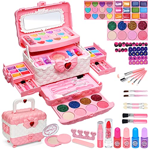 Kinderschminke Set Mädchen Kinder Make Up Set - Kinder Schminkkoffer Mädchen Spielzeug, Halloween Weihnachts Geburtstags Geschenke für Mädchen 4-12Jahre von EVACOK