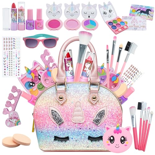 Kinderschminke Set Mädchen Kinder Makeup False - Kinder Schminkkoffer False Mädchen Spielzeug,Kinder Schminkset Mädchen,Halloween Weihnachts Geburtstags Geschenke für Mädchen 4-12Jahre von EVACOK