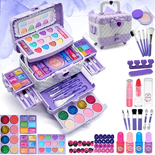 Kinderschminke Set Kinder Make Up Set - Kinder Schminkset M、dchen,Kinder Schminkkoffer dchen Spielzeug, Halloween Weihnachts Geburtstags Geschenke dchen 4-12Jahre Purple von EVACOK