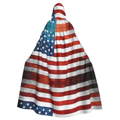 EVANEM Amerikanische Usa Flagge Kapuzenumhang Unisex Erwachsene Umhang Halloween Weihnachten Party Cosplay Kostüm von EVANEM