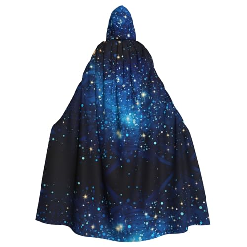 EVANEM Blaue glänzende Sterne Kapuzenumhang Unisex Erwachsene Umhang Halloween Weihnachten Party Cosplay Kostüm von EVANEM