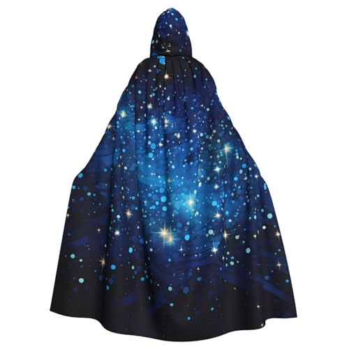 EVANEM Blaue glänzende Sterne Kapuzenumhang Unisex Erwachsene Umhang Halloween Weihnachten Party Cosplay Kostüm von EVANEM