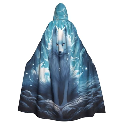 EVANEM Blue Fox Kapuzenumhang Unisex Erwachsene Umhang Halloween Weihnachten Party Cosplay Kostüm von EVANEM