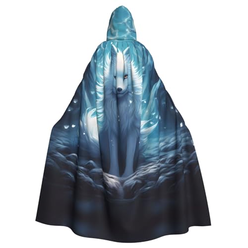 EVANEM Blue Fox Kapuzenumhang Unisex Erwachsene Umhang Halloween Weihnachten Party Cosplay Kostüm von EVANEM