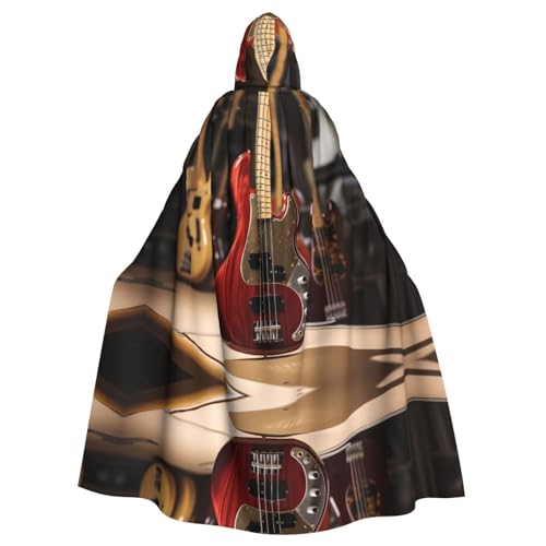 EVANEM Gitarre Bass Musik Musikinstrumente Kapuzenumhang Unisex Erwachsene Umhang Halloween Weihnachten Party Cosplay Kostüm von EVANEM