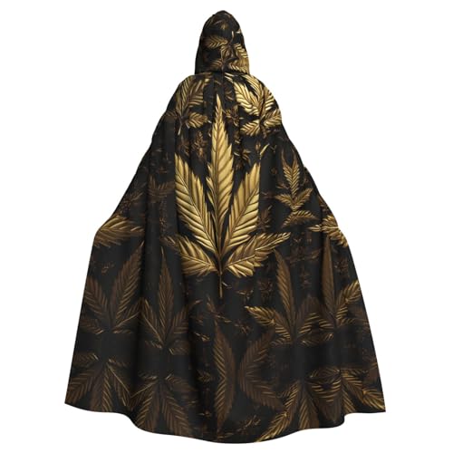 EVANEM Golden Cannabis Kapuzenumhang Unisex Erwachsene Umhang Halloween Weihnachten Party Cosplay Kostüm von EVANEM