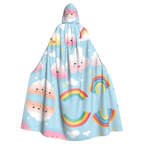 EVANEM Kleiner Regenbogen-Kapuzenumhang Unisex Erwachsene Umhang Halloween Weihnachten Party Cosplay Kostüm von EVANEM