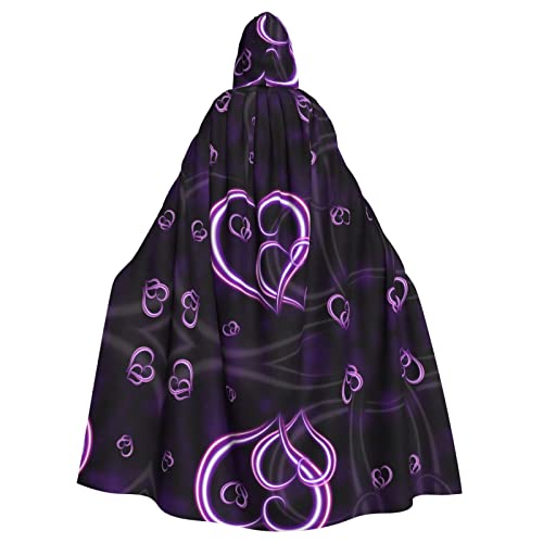 EVANEM Lila Herzen Kapuzenumhang Unisex Erwachsene Umhang Halloween Weihnachten Party Cosplay Kostüm von EVANEM