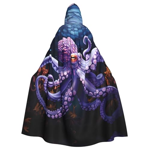 EVANEM Lila Oktopus Kapuzenumhang Unisex Erwachsene Umhang Halloween Weihnachten Party Cosplay Kostüm von EVANEM