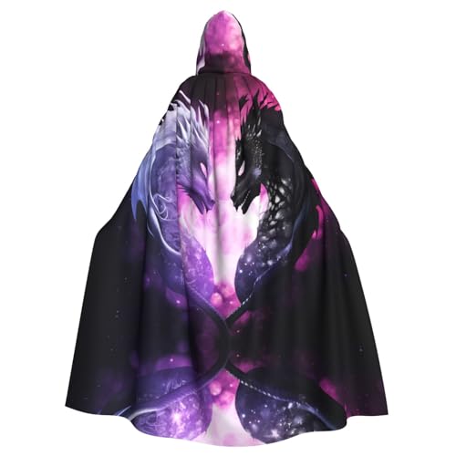 EVANEM Lila und Weiß Drachen Kapuzenumhang Unisex Erwachsene Umhang Halloween Weihnachten Party Cosplay Kostüm von EVANEM