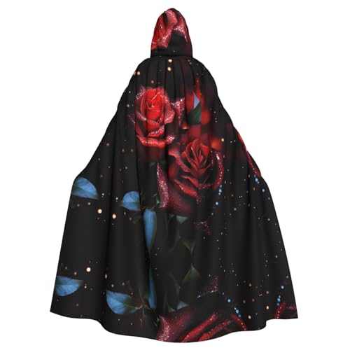 EVANEM Rote Rosen Kapuzenumhang Unisex Erwachsene Umhang Halloween Weihnachten Party Cosplay Kostüm von EVANEM