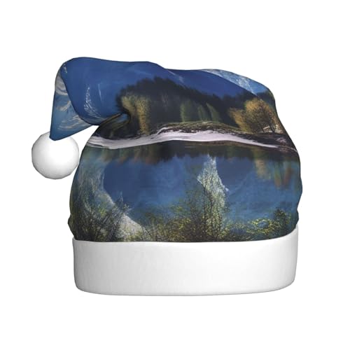 EVANEM Snowy Mountains Weihnachtsmütze, Erwachsene Unisex Weihnachtsmütze für Weihnachtsdekoration, Neujahrsfeiertag Party Supplies von EVANEM