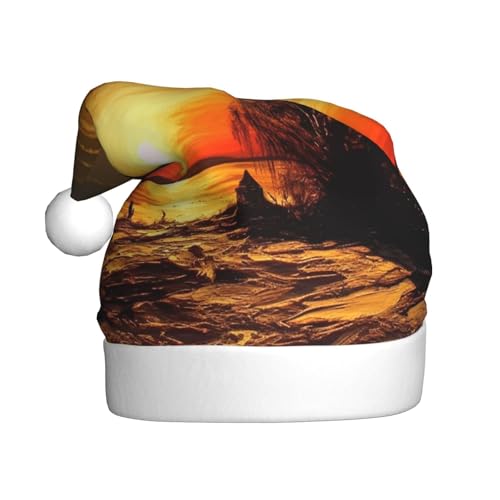 EVANEM Sonnenuntergang Weihnachtsmütze, Erwachsene Unisex Weihnachtsmütze für Weihnachtsdekoration, Neujahr Urlaub Party Supplies von EVANEM