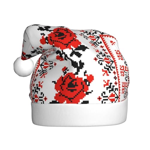 EVANEM Ukrainische Stickerei Stil Rose Weihnachtsmütze, Erwachsene Unisex Weihnachtsmütze für Weihnachtsdekoration, Neujahr Urlaub Party Supplies von EVANEM