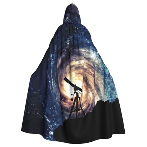 EVANEM Weltraum Galaxie mit Teleskop Kapuzenumhang Unisex Erwachsene Umhang Halloween Weihnachten Party Cosplay Kostüm von EVANEM