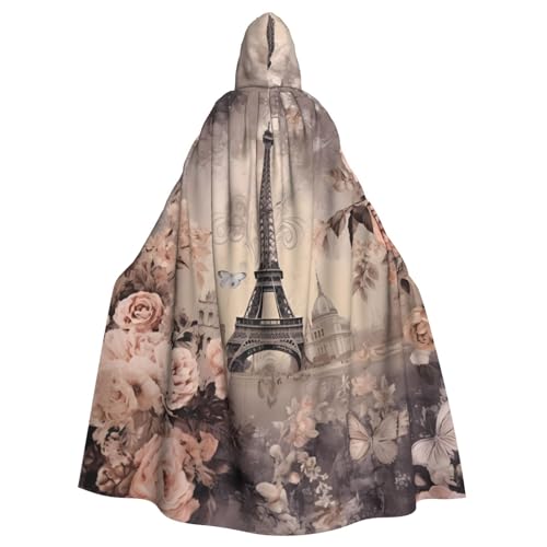 Flower Paris Eiffelturm Kapuzenumhang Unisex Erwachsene Umhang Halloween Weihnachten Party Cosplay Kostüm von EVANEM