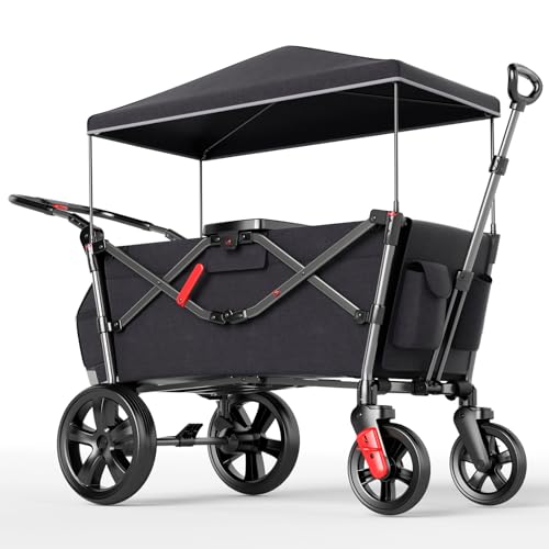 EVER ADVANCED Bollerwagen für 2 Kinder Faltbar mit Dach, Kinderwagen 2x5 Punkt Sicherheitsgurt mit Wickelrucksack, Bollerwagen mit Sitz, Handwagen Transportwagen, Ziehen & Schieben, Fußbremse EVER ADVANCED Bollerwagen für 2 Kinder Faltbar mit Dach, Kinderwagen 2x5 Punkt Sicherheitsgurt mit Wickelrucksack, Bollerwagen mit Sitz, Handwagen Transportwagen, Ziehen & Schieben, Fußbremse von EVER ADVANCED